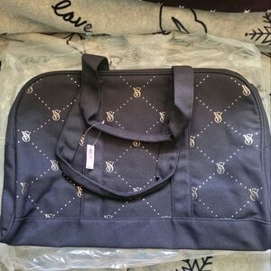 VS Black Silver Rhinestones Tote Bag